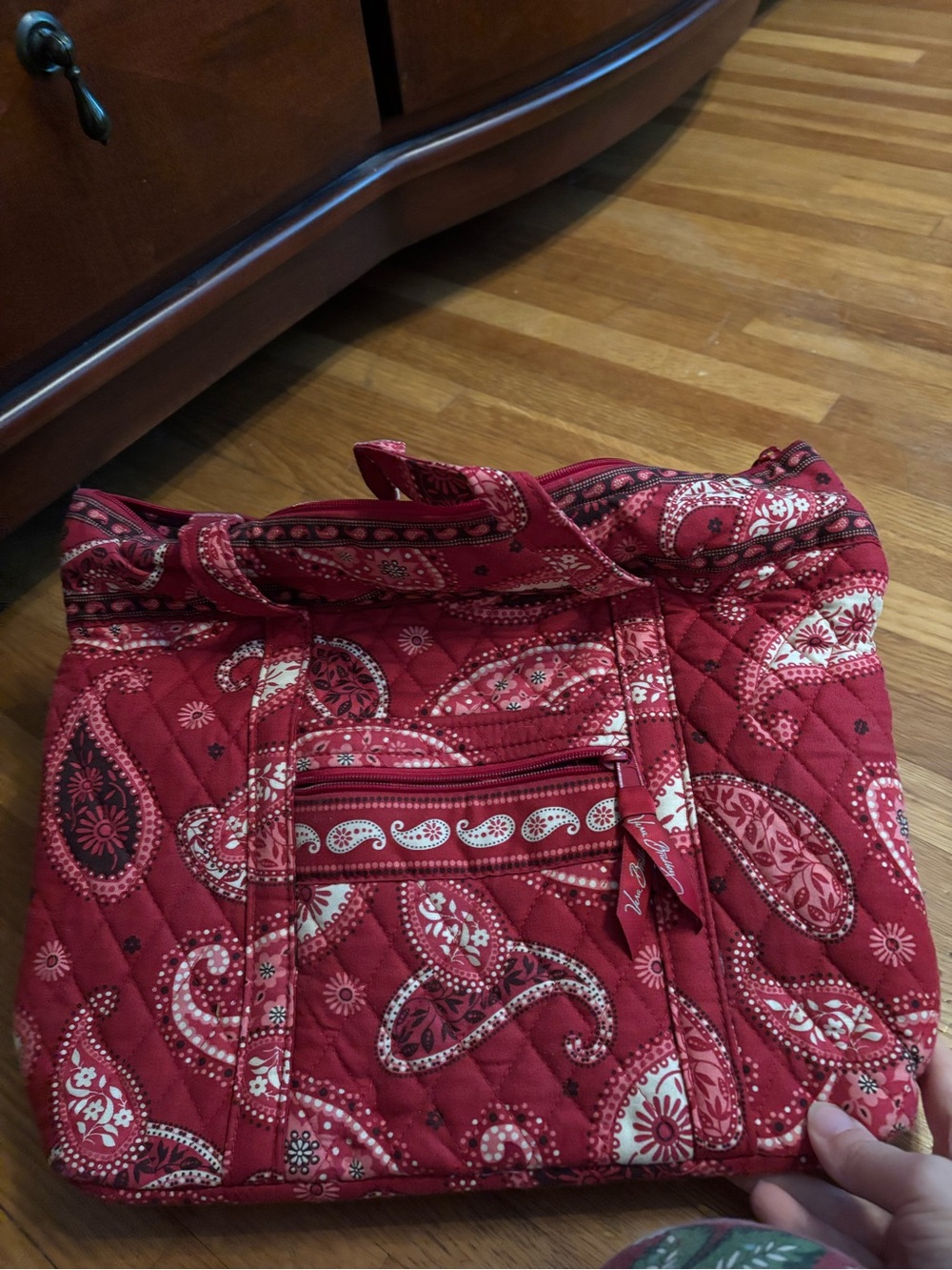 Vera Bradley red paisley shoulder work bag